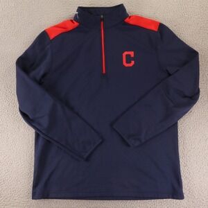 Cleveland Guardians Pullover Men L Blue MLB Genuine Merchandise 1/4 Zip